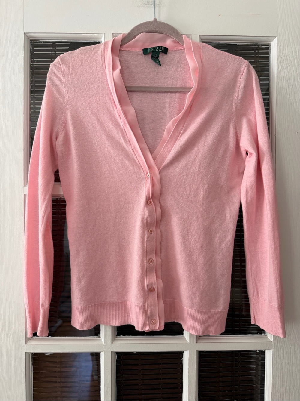 Lauren‎ Ralph Lauren Women’s L Pink Lightweight Cardigan Sweater | SKU 0413